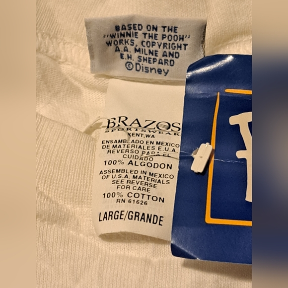 Vintage Disney POOH Casual Crewneck White Graphic Tee Tigger New Sz Large - Picture 4 of 8